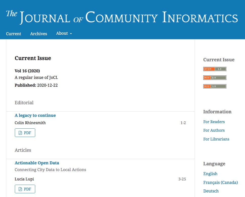 Journal of Community Informatics Vol 16